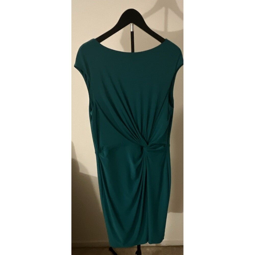 Lauren Ralph Lauren Green Solid Knit Stretch Boat Neck Cap Sleeve Sheath 16